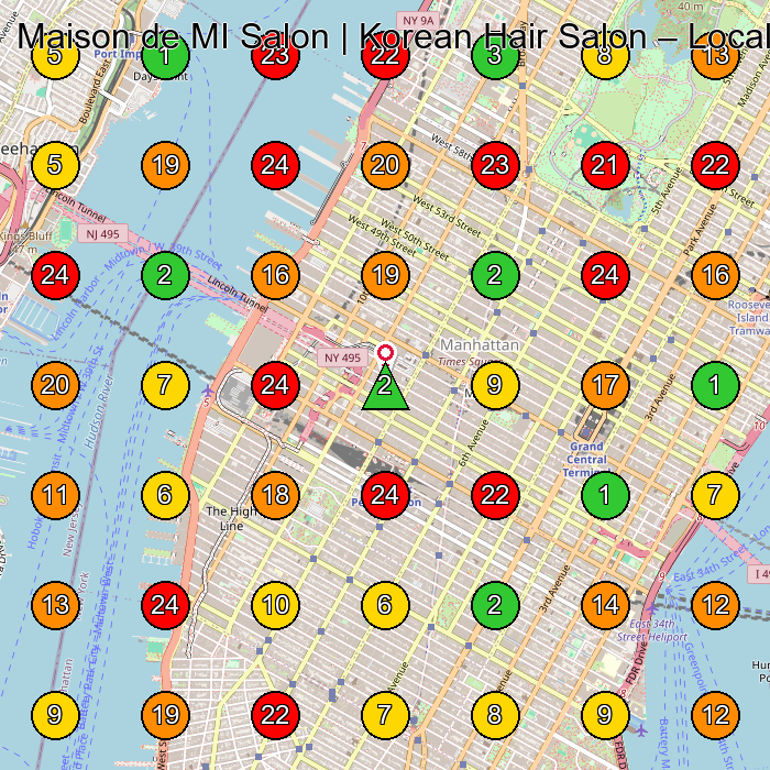 Maison de MI Salon | Korean Hair Salon Beauty Salon GeoGrid ranking map for New York NY